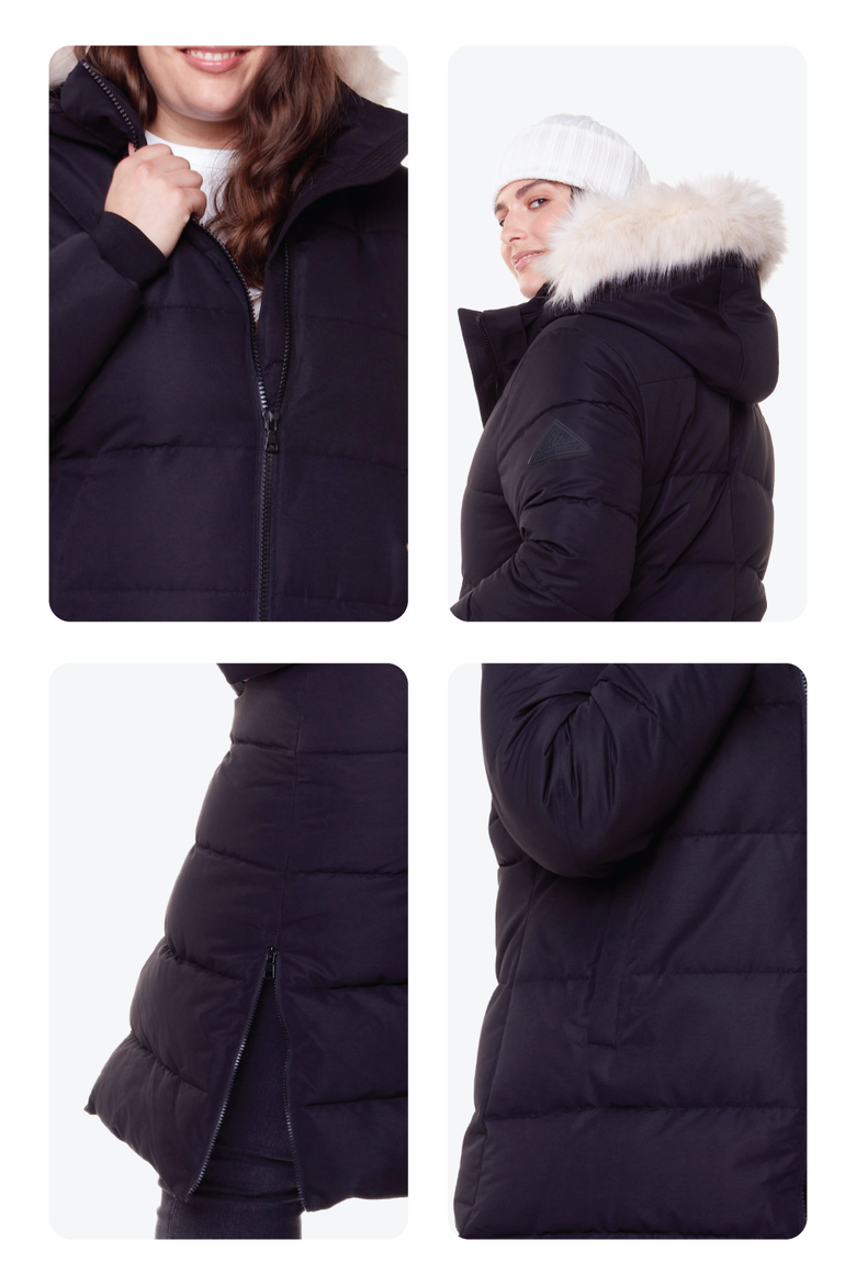 KLUANE PLUS SIZE - Vegan Down Ultra Long Winter Parka, Alternate, color, BLACK