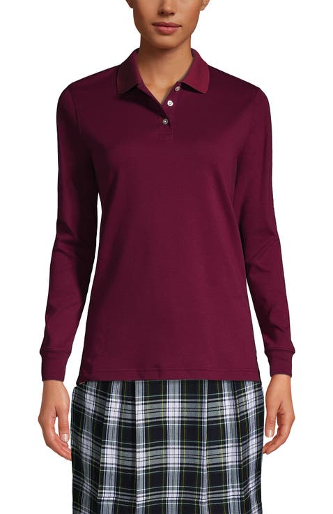 School Uniform  Long Sleeve Interlock Polo Shirt