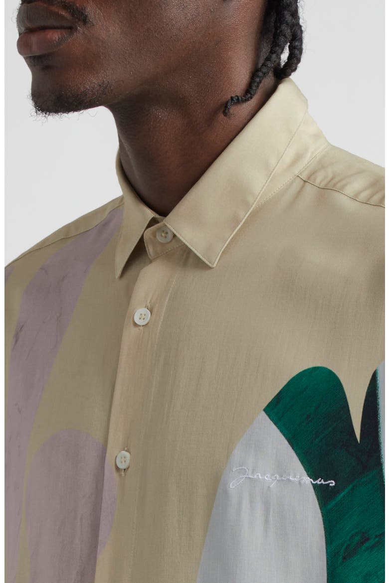 La Chemise Simon Abstract Print Button-Up Shirt, Alternate, color, PRINT BAIGNEUSES BEIGE
