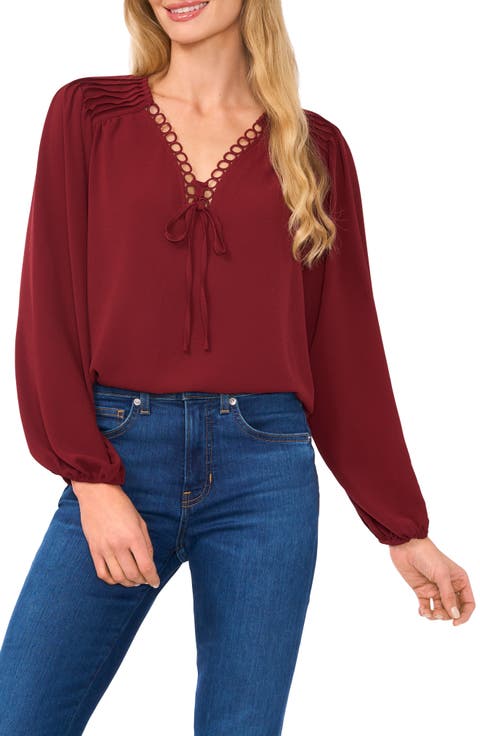 Circle Trim Pintuck Top