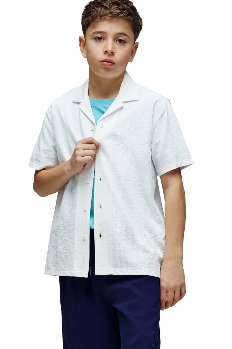 Kids' Jayme Seersucker Camp Shirt, Alternate, color, WHITE