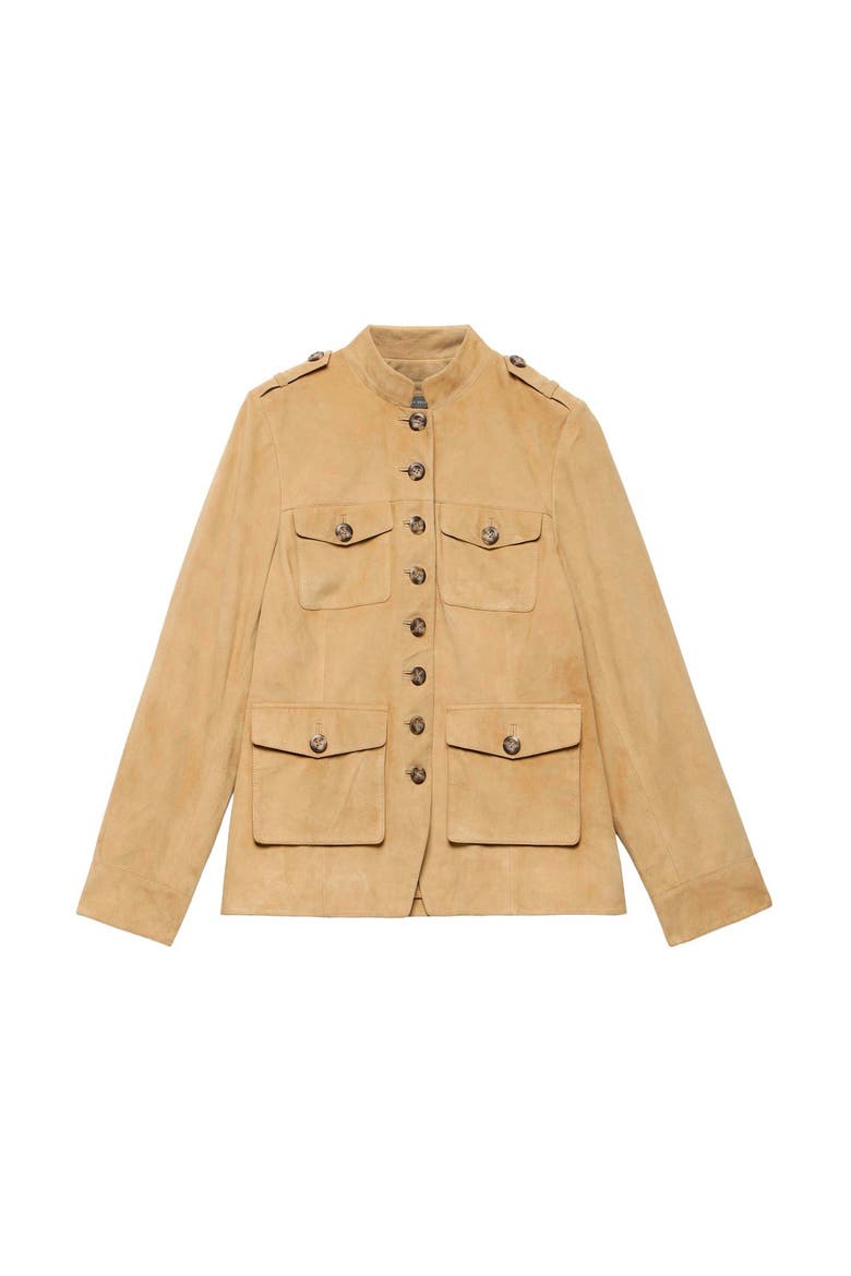 Suede Military Jacket, Alternate, color, Tan
