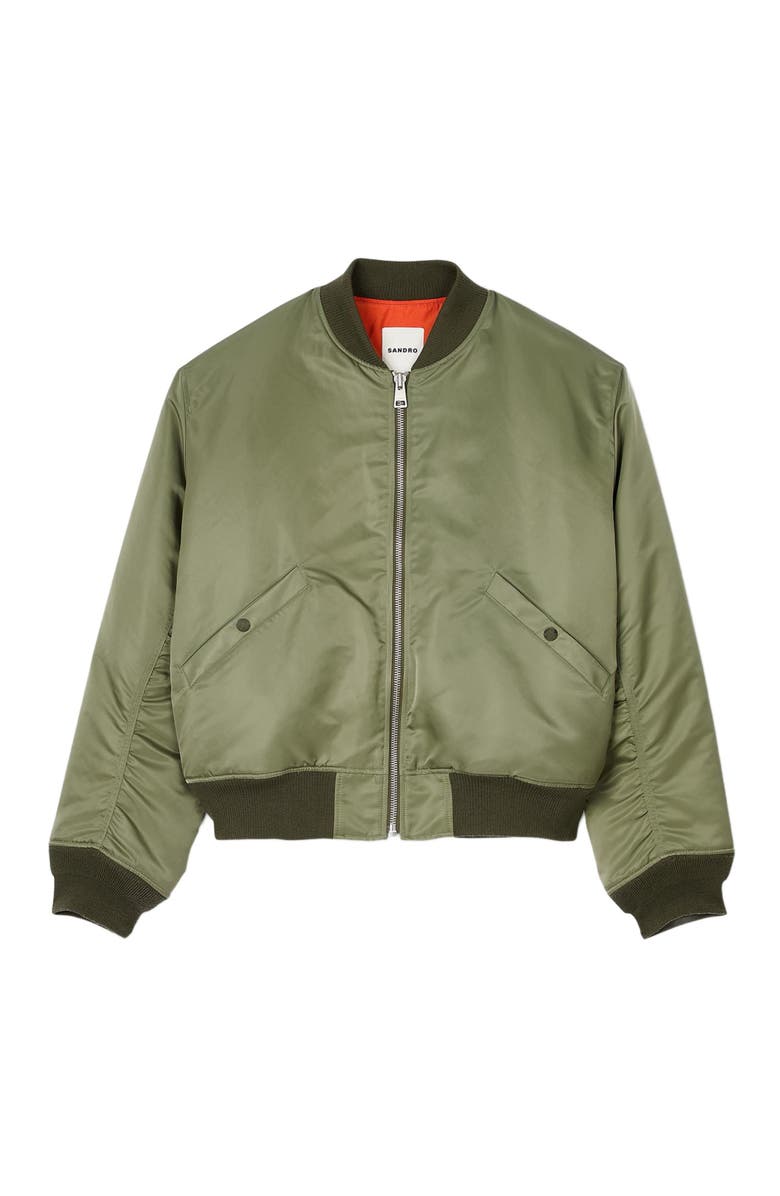SANDRO Zip-up bomber jacket, Alternate, color, 