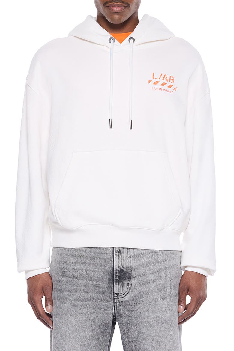 Diagonal Graphic Cotton French Terry Hoodie, Main, color, WHITE