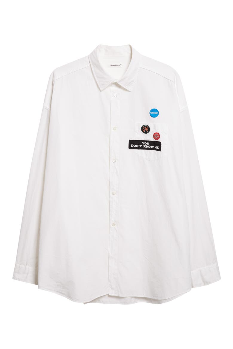 Embroidered Patch Button-Up Shirt, Alternate, color, WHITE