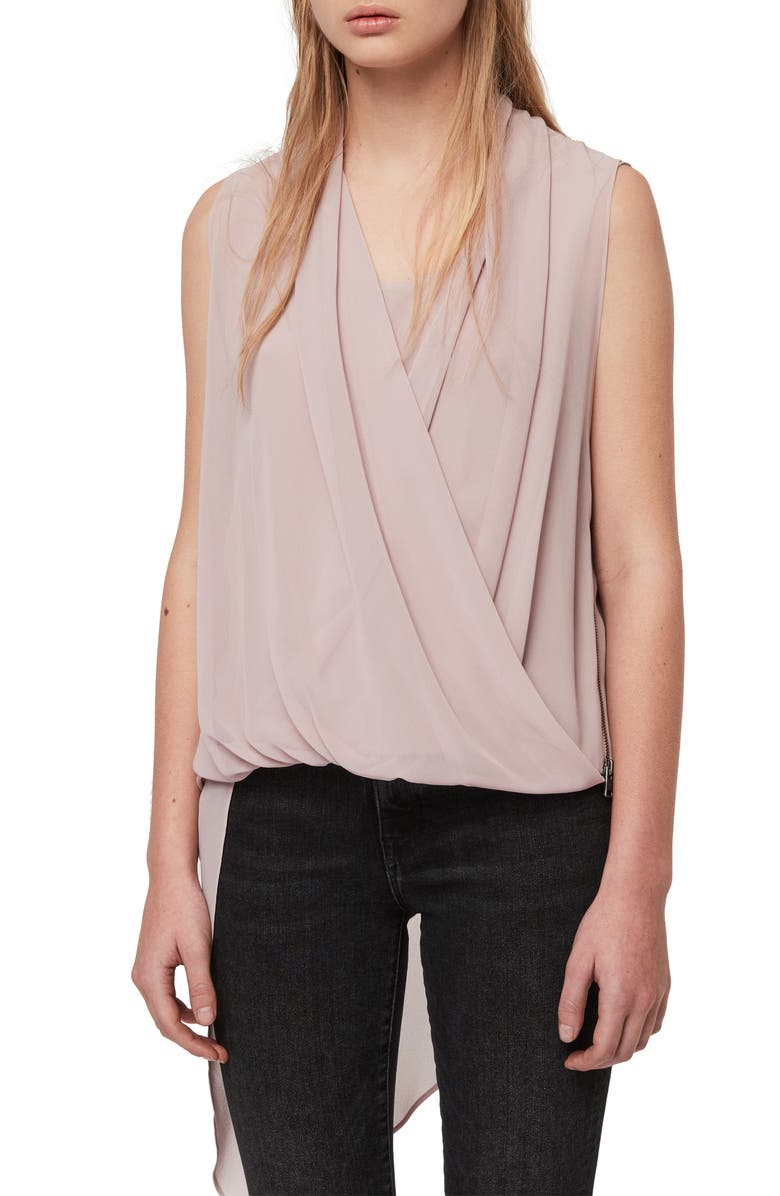 AllSaints Abi Chiffon Asymmetrical Tunic, Alternate, color,