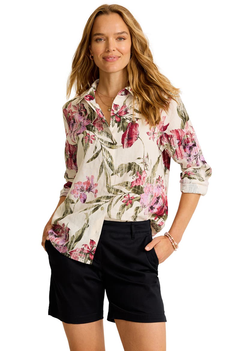 Orchid Isle Relaxed Fit Linen Button-Up Shirt, Alternate, color, COCONUT