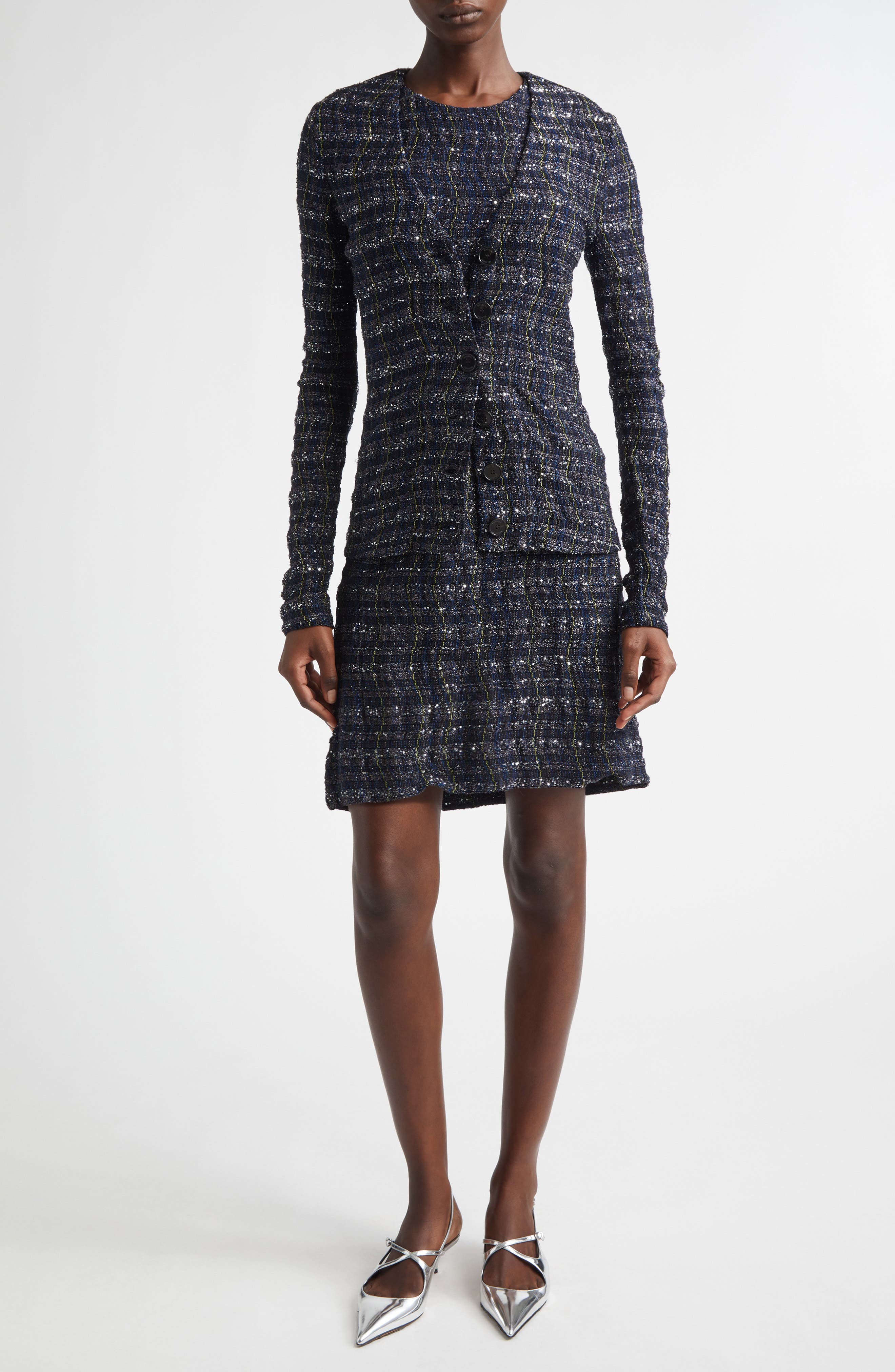 Sequin Check Sheath Dress - image 2