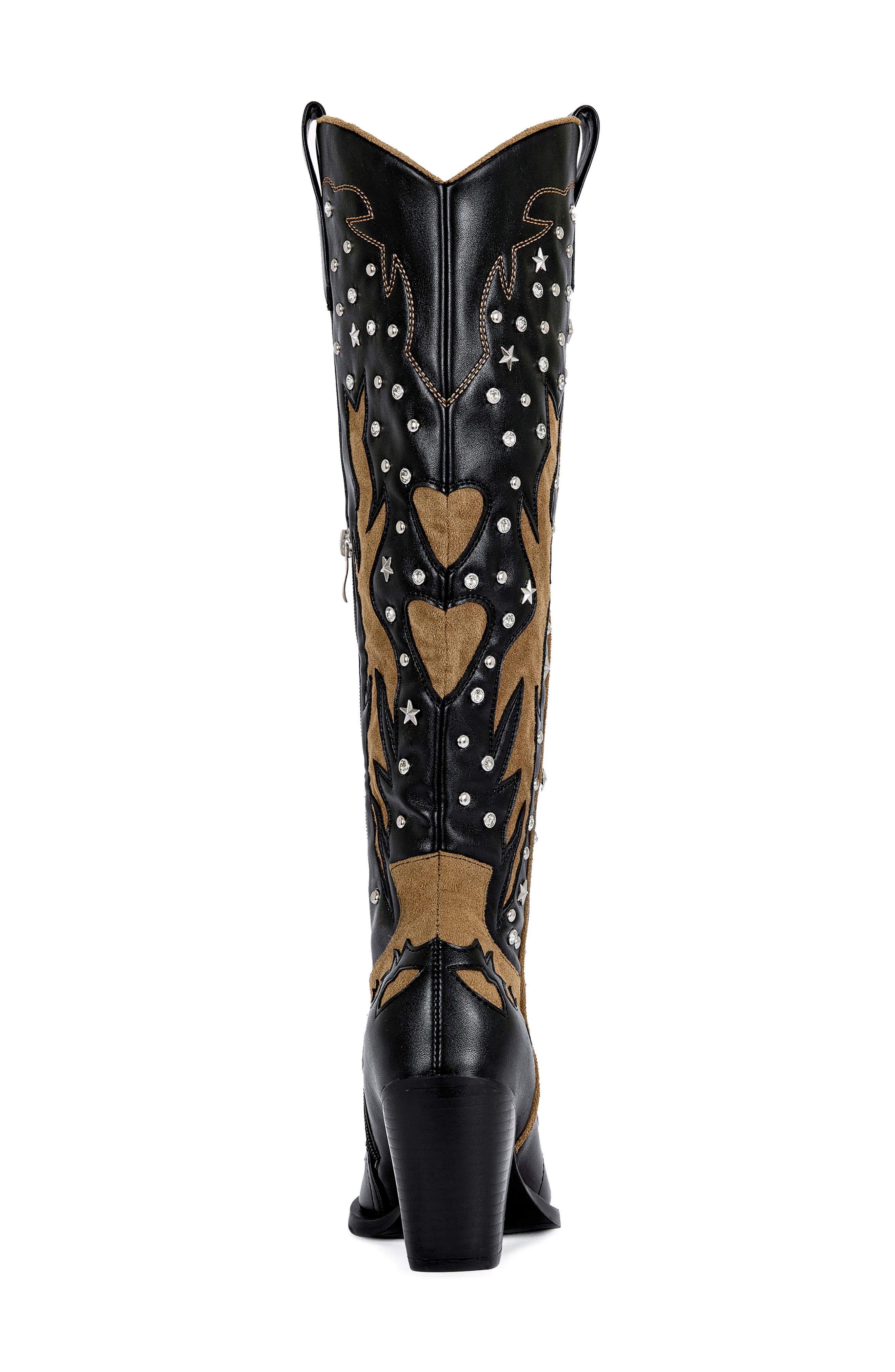 AZALEA WANG Kalpana Knee High Western Boot, Alternate, color, Black Multi
