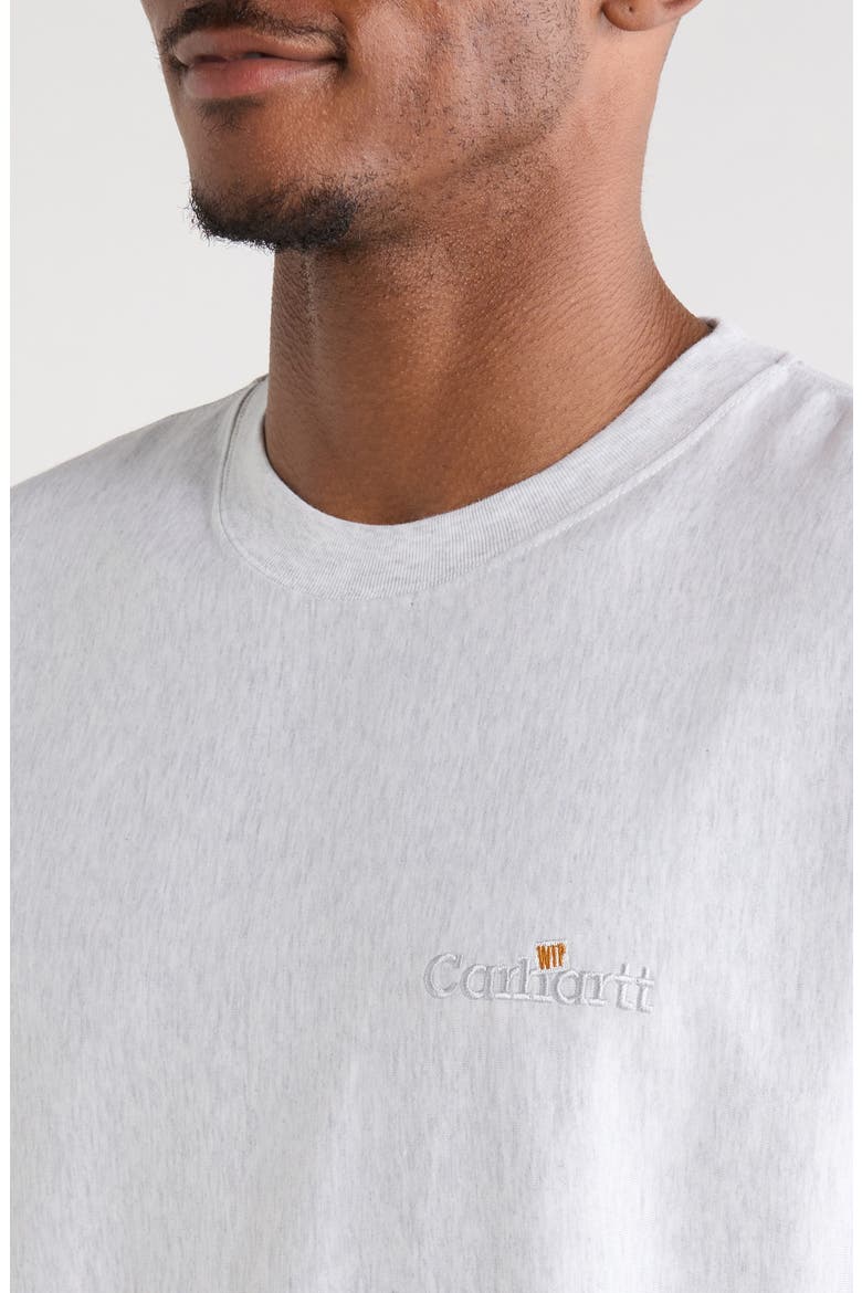 WIP Label Embroidered Oversize Organic Cotton T-Shirt, Main, color, ASH HEATHER