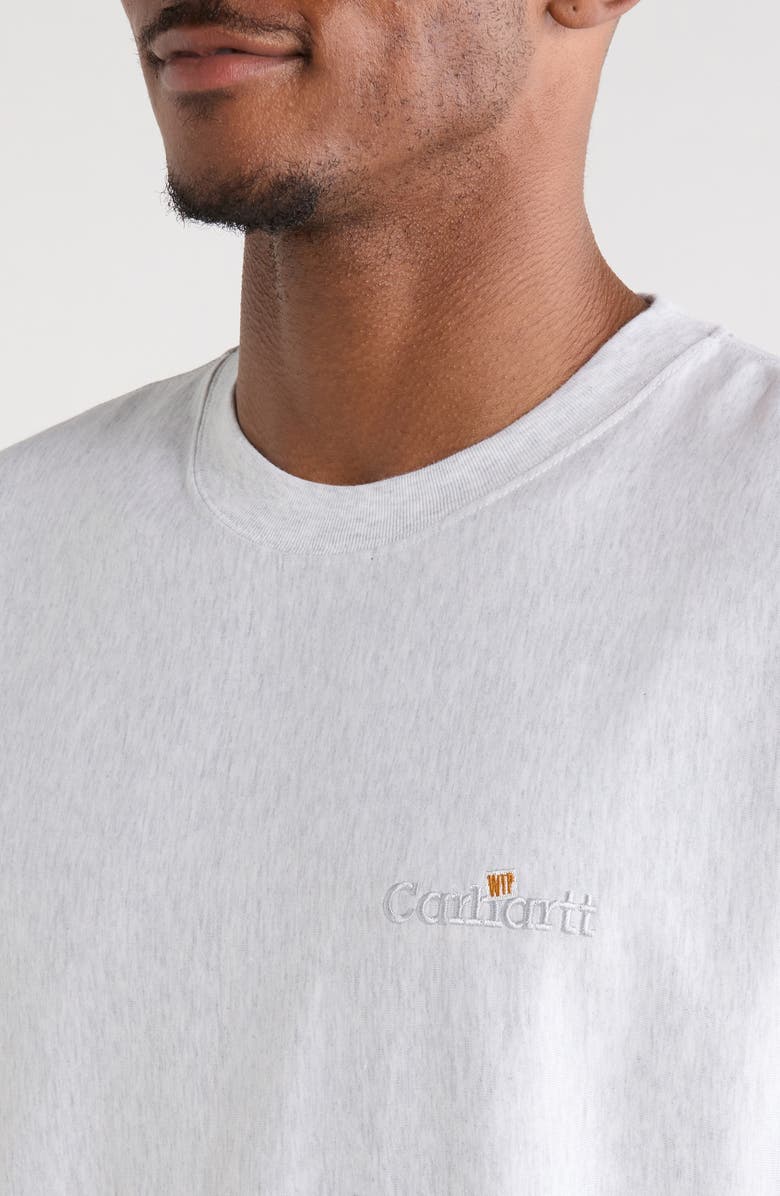 Carhartt Work In Progress WIP Label Embroidered Oversize Organic Cotton T-Shirt, Main, color, Ash Heather