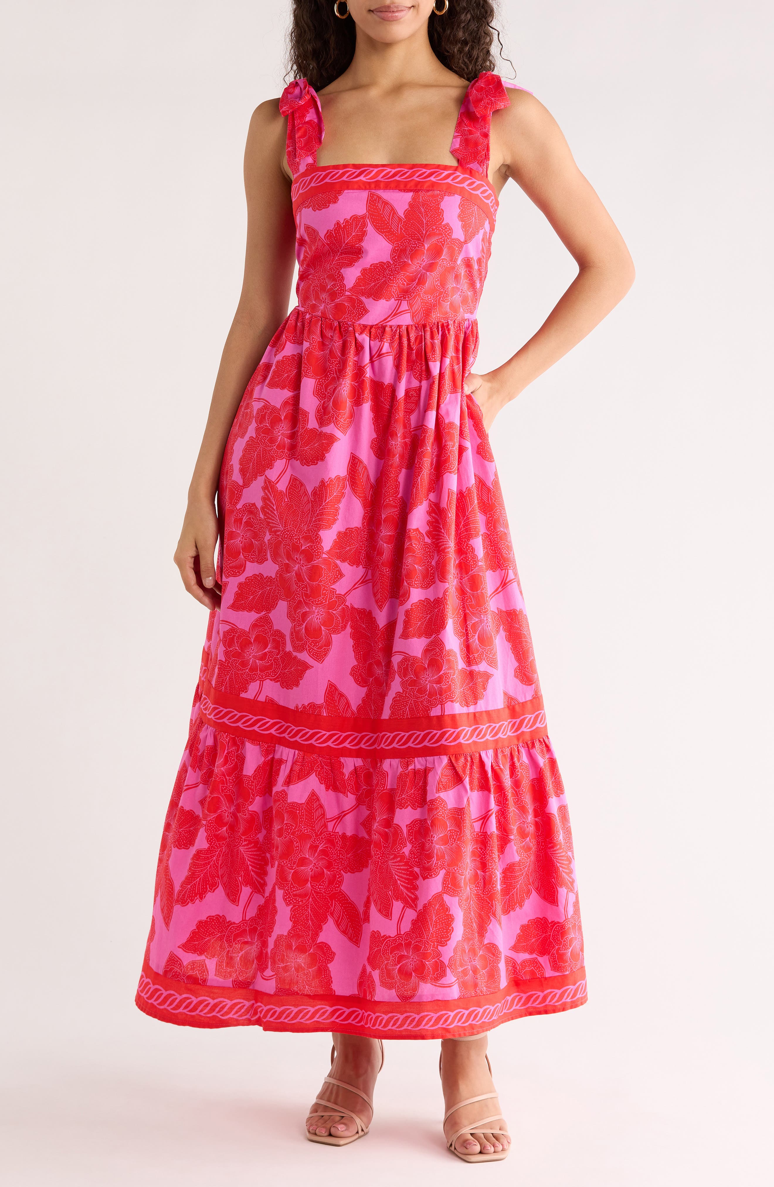 Rency Floral Tiered Cotton Maxi Sundress - image 3