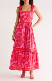 SUGARLIPS Rency Floral Tiered Cotton Maxi Sundress