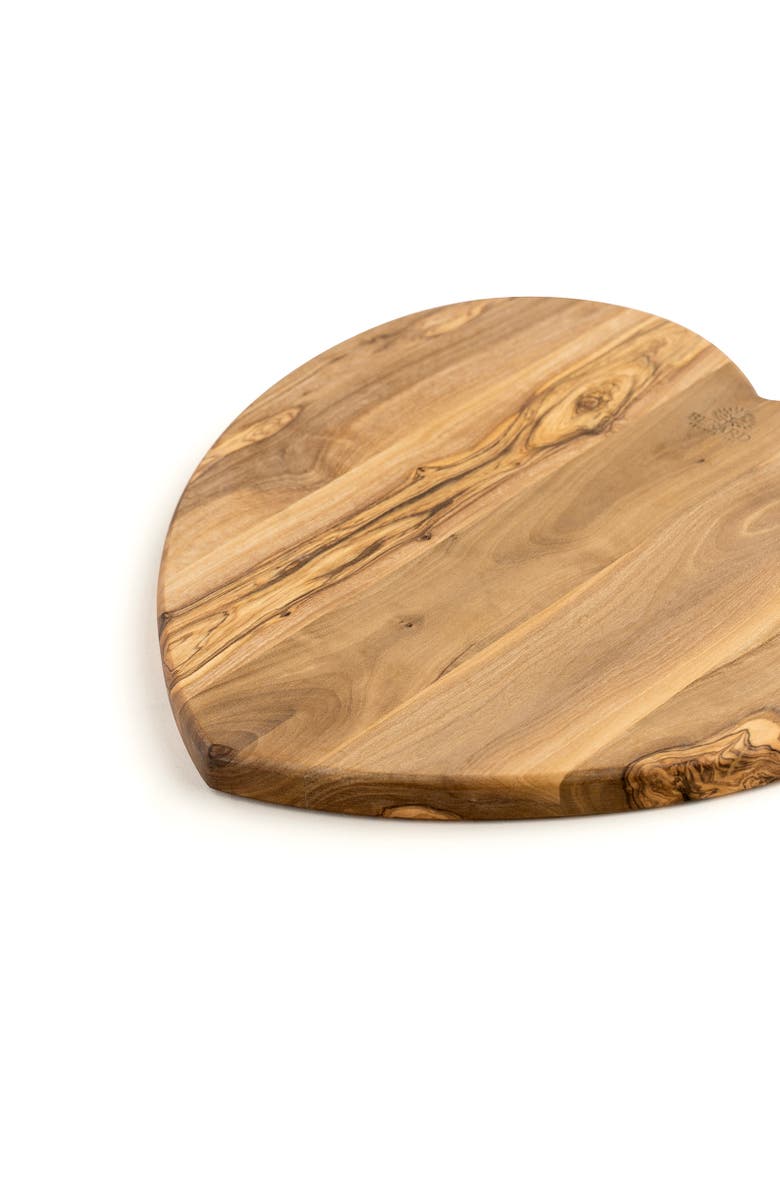 Berard Olivewood Cutting Board, Heart Shape, 11 x 6.7 x 0.63", Alternate, color, Brown