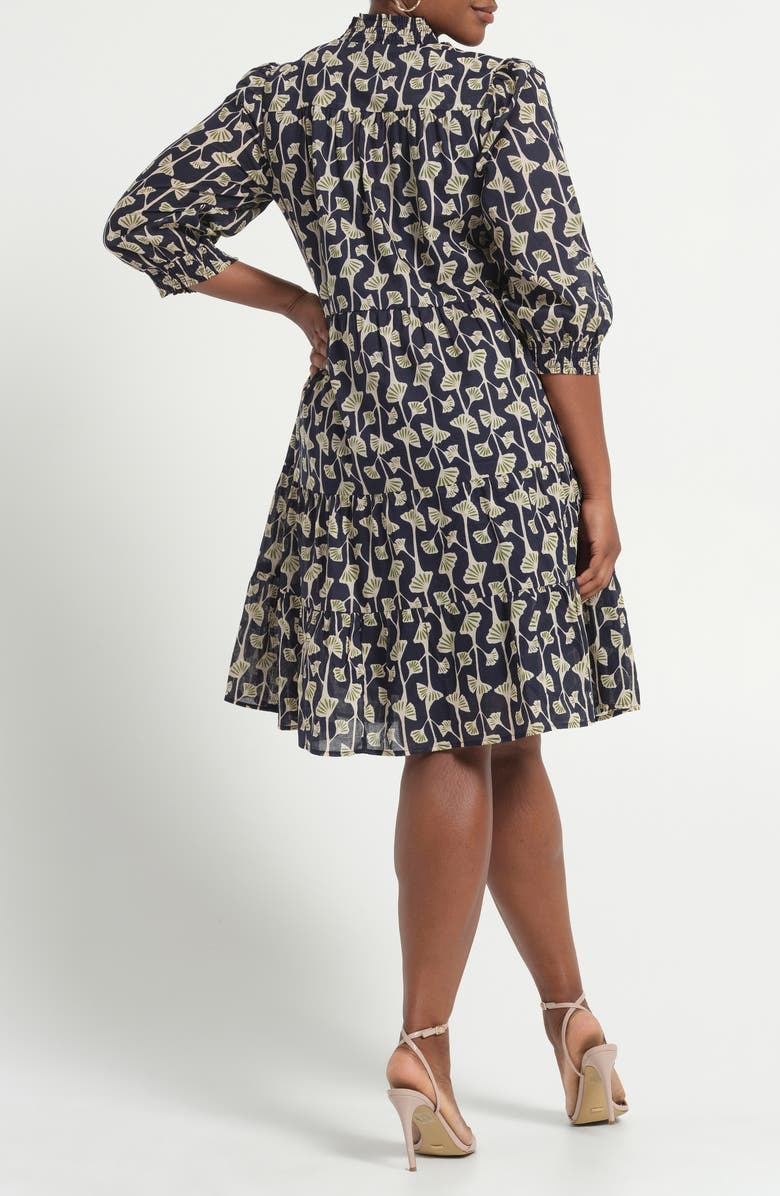 Estelle Sea Lily Tiered Cotton Dress, Alternate, color, Navy/Fern