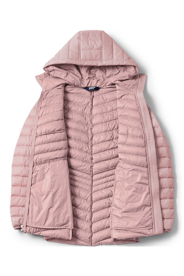 Plus Size Wanderweight Packable Down Hooded Long Jacket, Alternate, color, Light Mauve