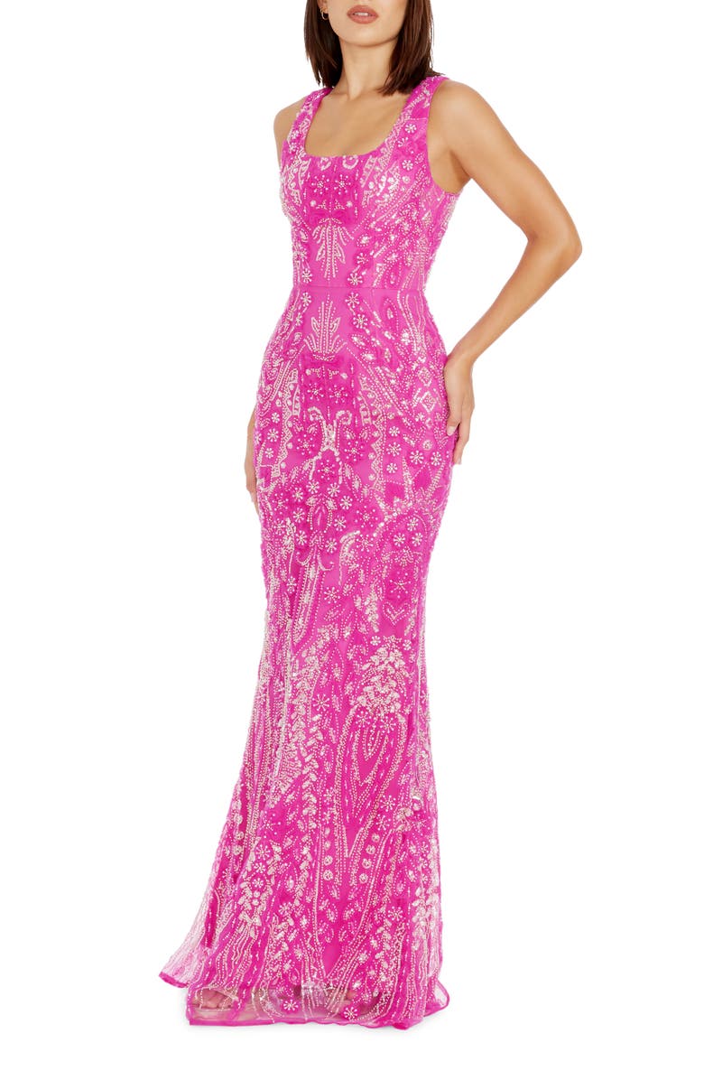 Tyra Beaded Chiffon Mermaid Gown