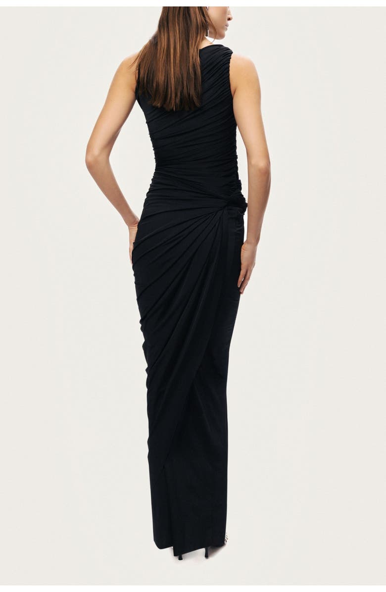 Nocturne Draped Sleeveless Maxi Dress, Alternate, color, Black