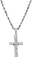 HMY JEWELRY Men's Stainless Steel Rope Chain Crucifix Pendant Necklace