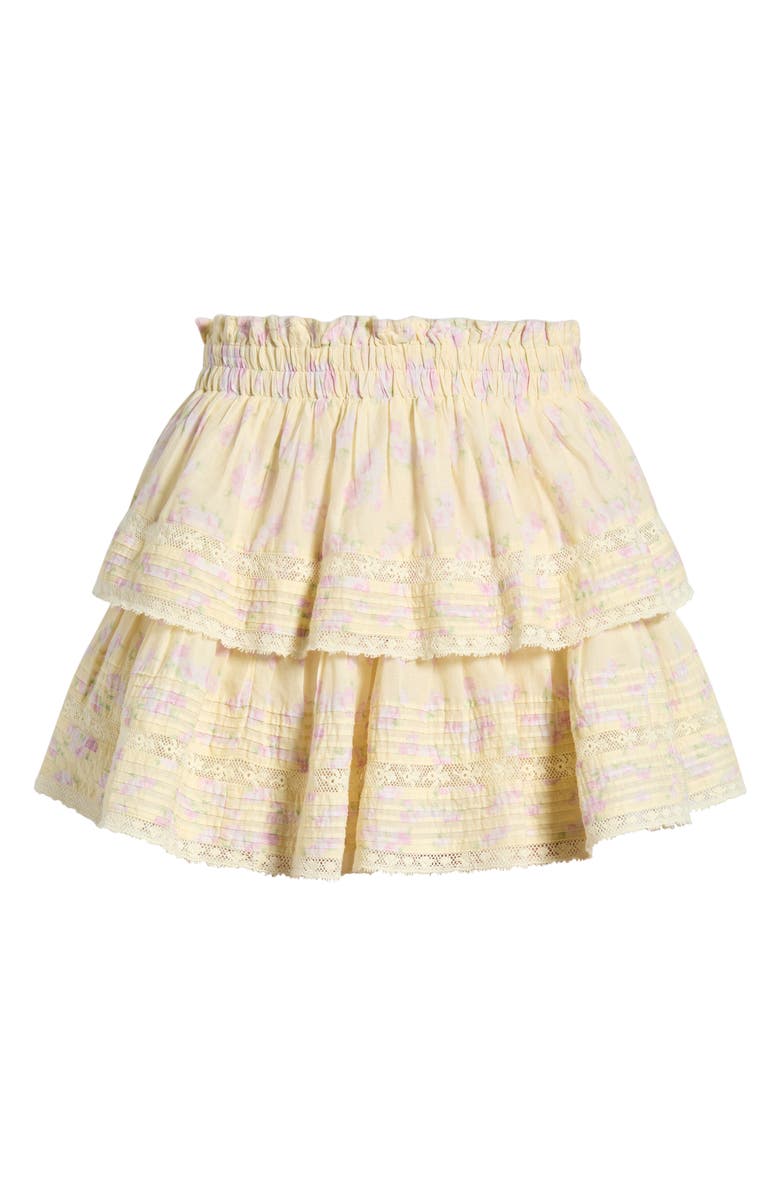 LoveShackFancy Layered Ruffle Miniskirt, Main, color, Lemon Spritz