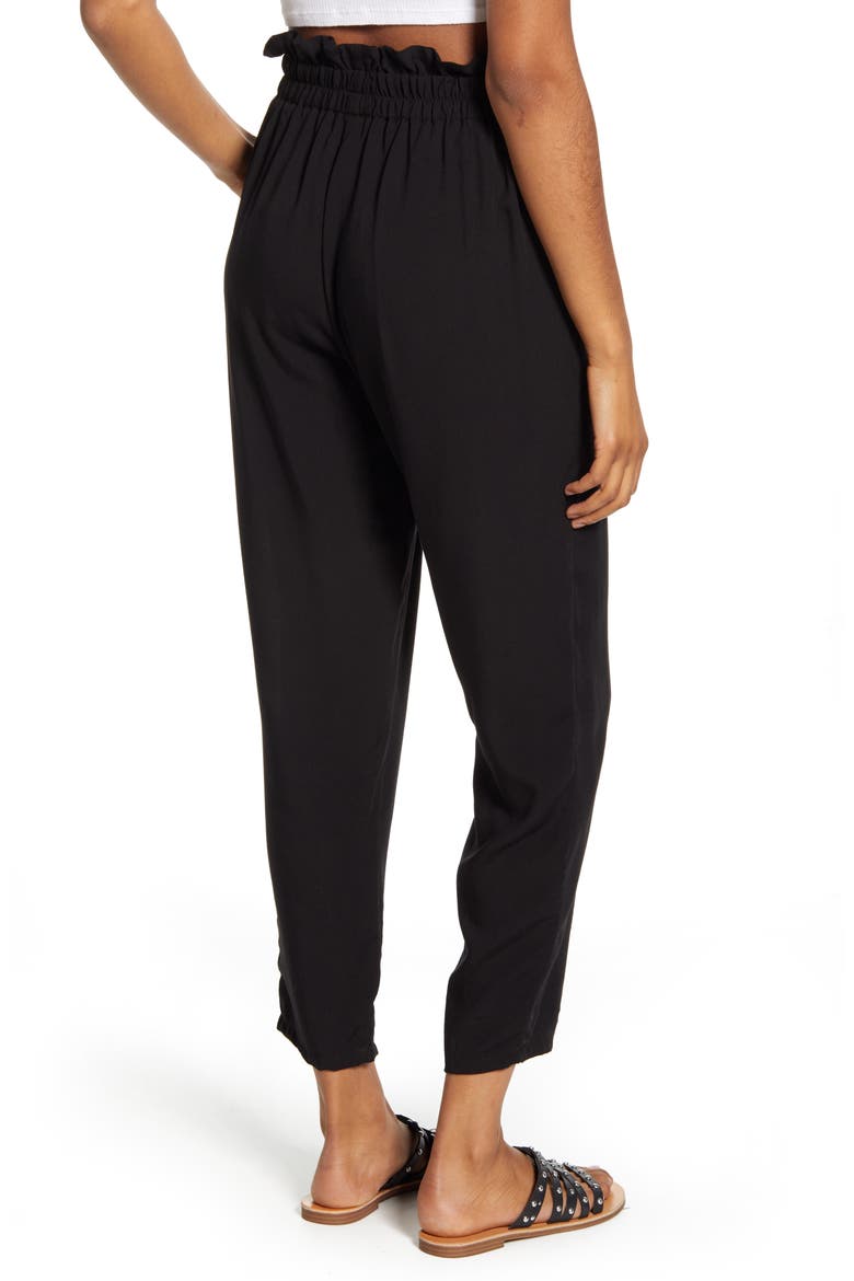 Paperbag Waist Ankle Pants, Alternate, color, BLACK
