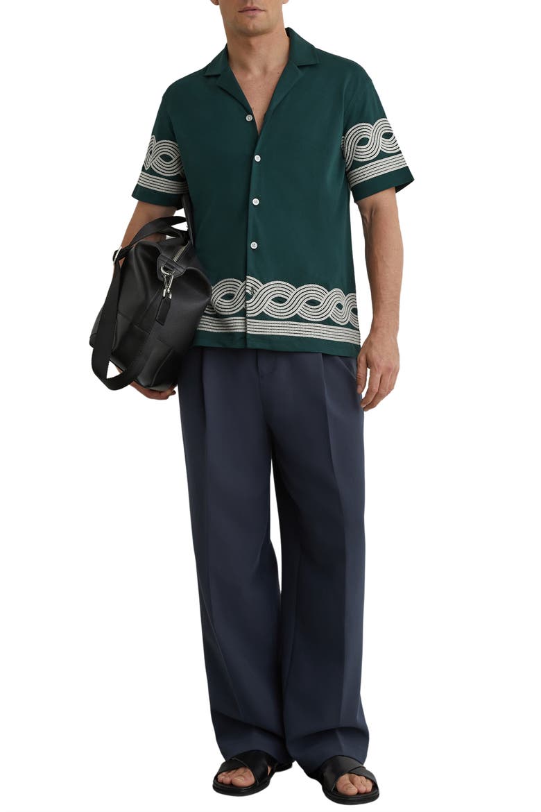 Arden Embroidered Cotton Blend Camp Shirt, Alternate, color, SOFT SAGE GREEN