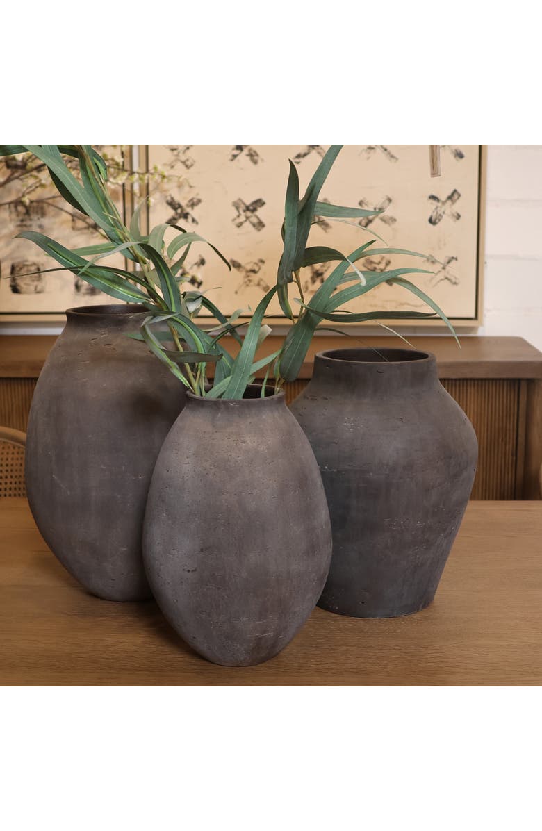 Dovetail Furniture Althea Cement Outdoor Vase, Alternate, color, Brown