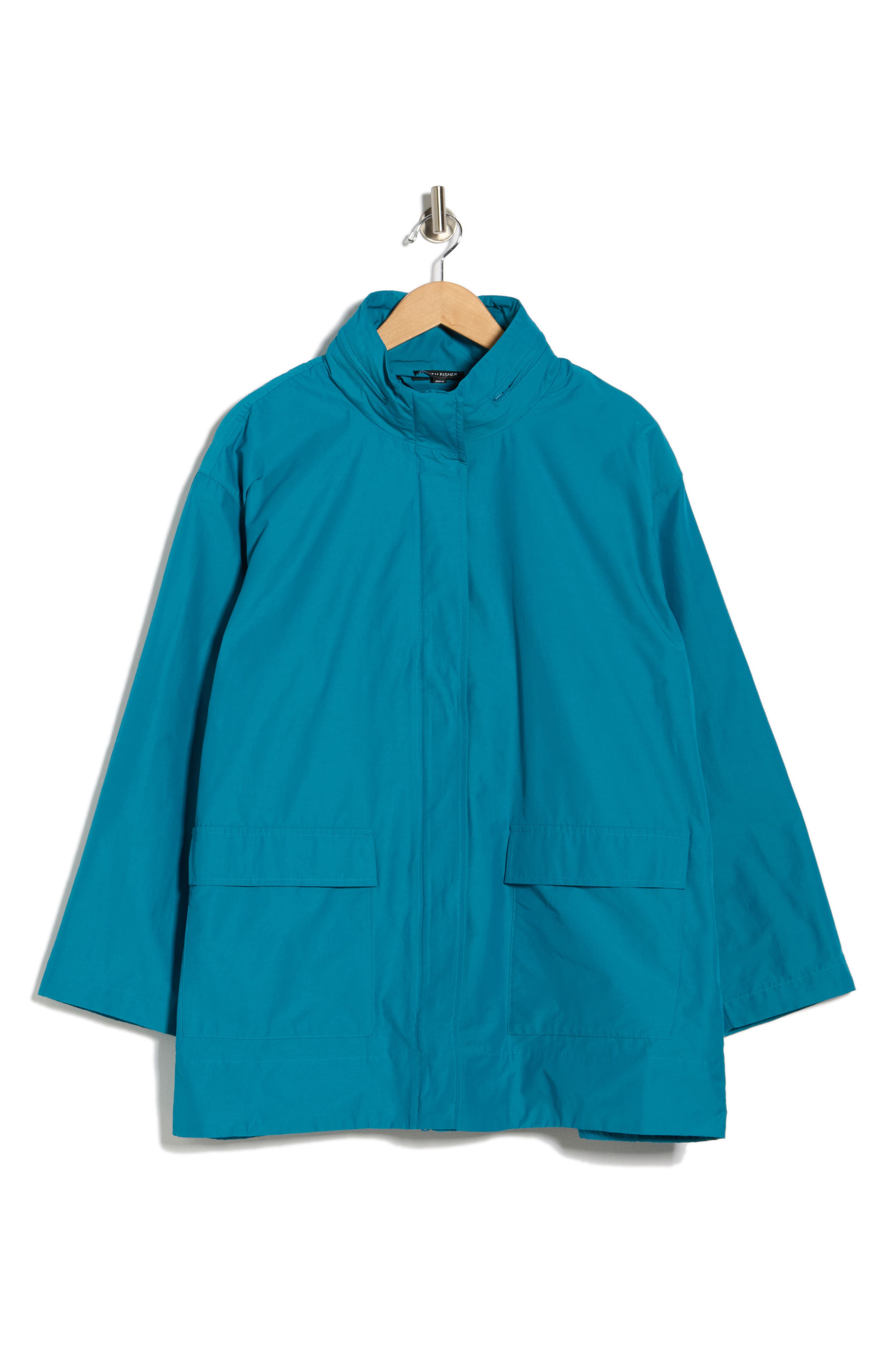 Eileen Fisher Organic Cotton Blend Hooded Longline Coat