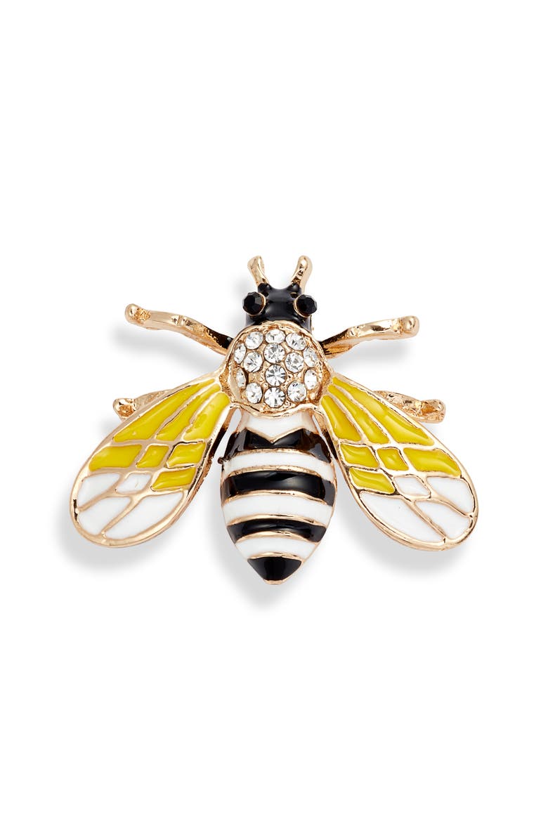 CLIFTON WILSON Crystal Bee Lapel Pin, Main, color, 