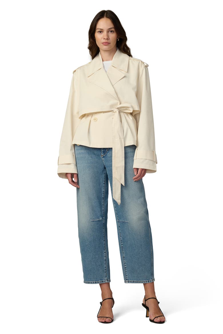 The Liz Cropped Trench Coat, Alternate, color, ECRU