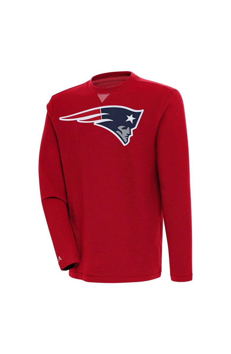 ANTIGUA Men's Antigua  Red New England Patriots Flier Bunker Pullover Sweatshirt, Alternate, color, 