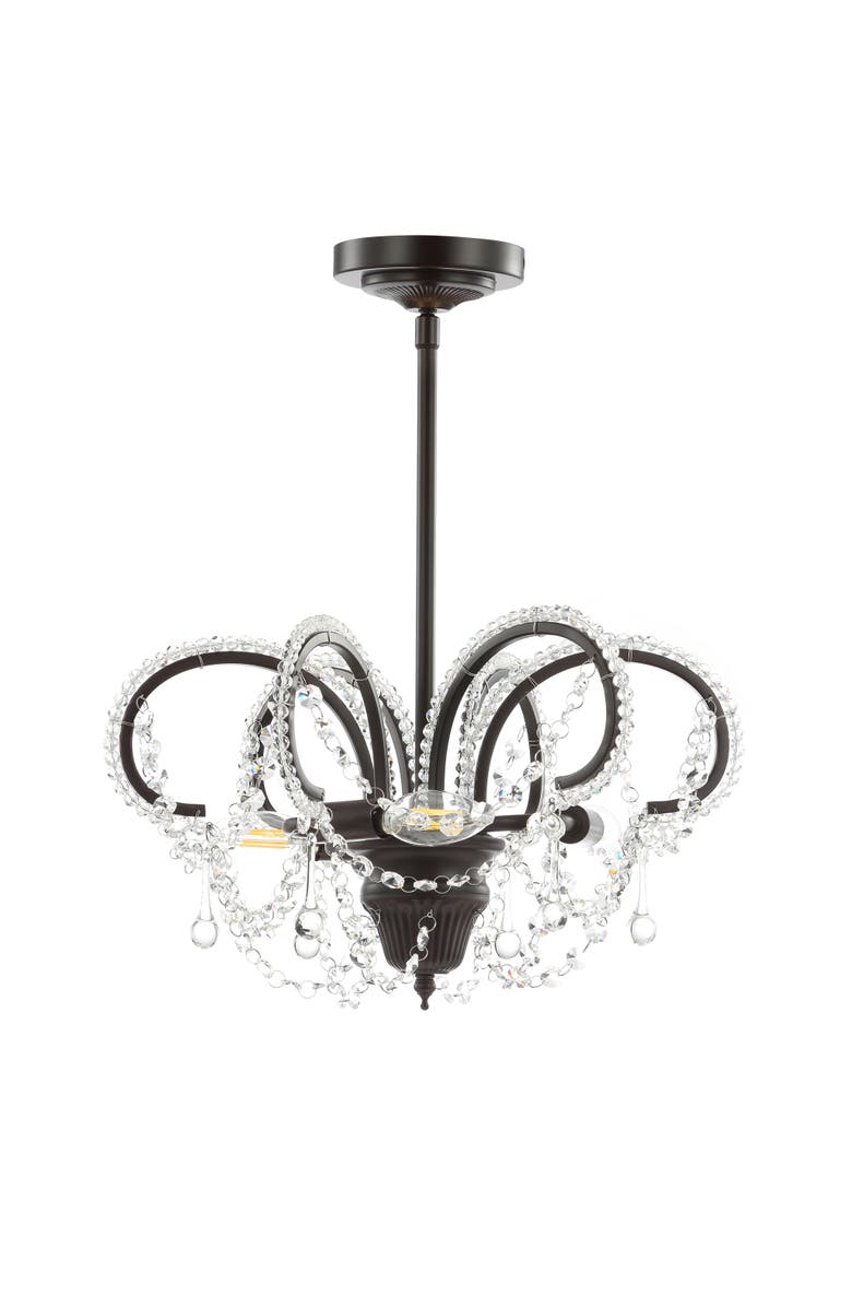 JONATHAN Y Caroline Metal/Crystal LED Adjustable Chandelier, Alternate, color, Oil Rubbed Bronze