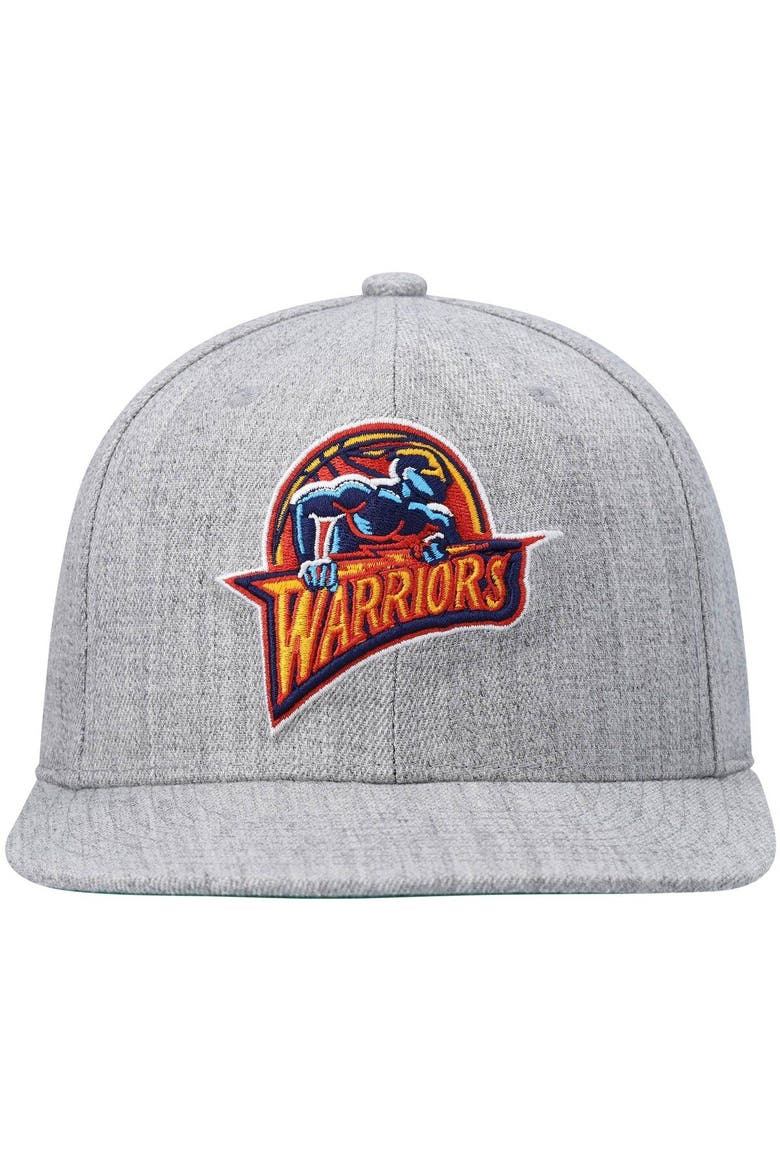 Men's Mitchell & Ness Heathered Gray Golden State Warriors Hardwood Classics Team 2.0 Snapback Hat, Alternate, color, Heather Gray