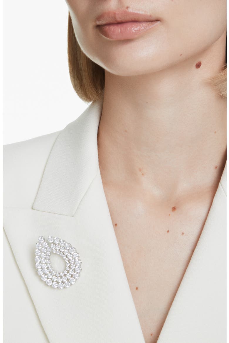 Matrix Swarovski Crystal Brooch, Alternate, color, WHITE