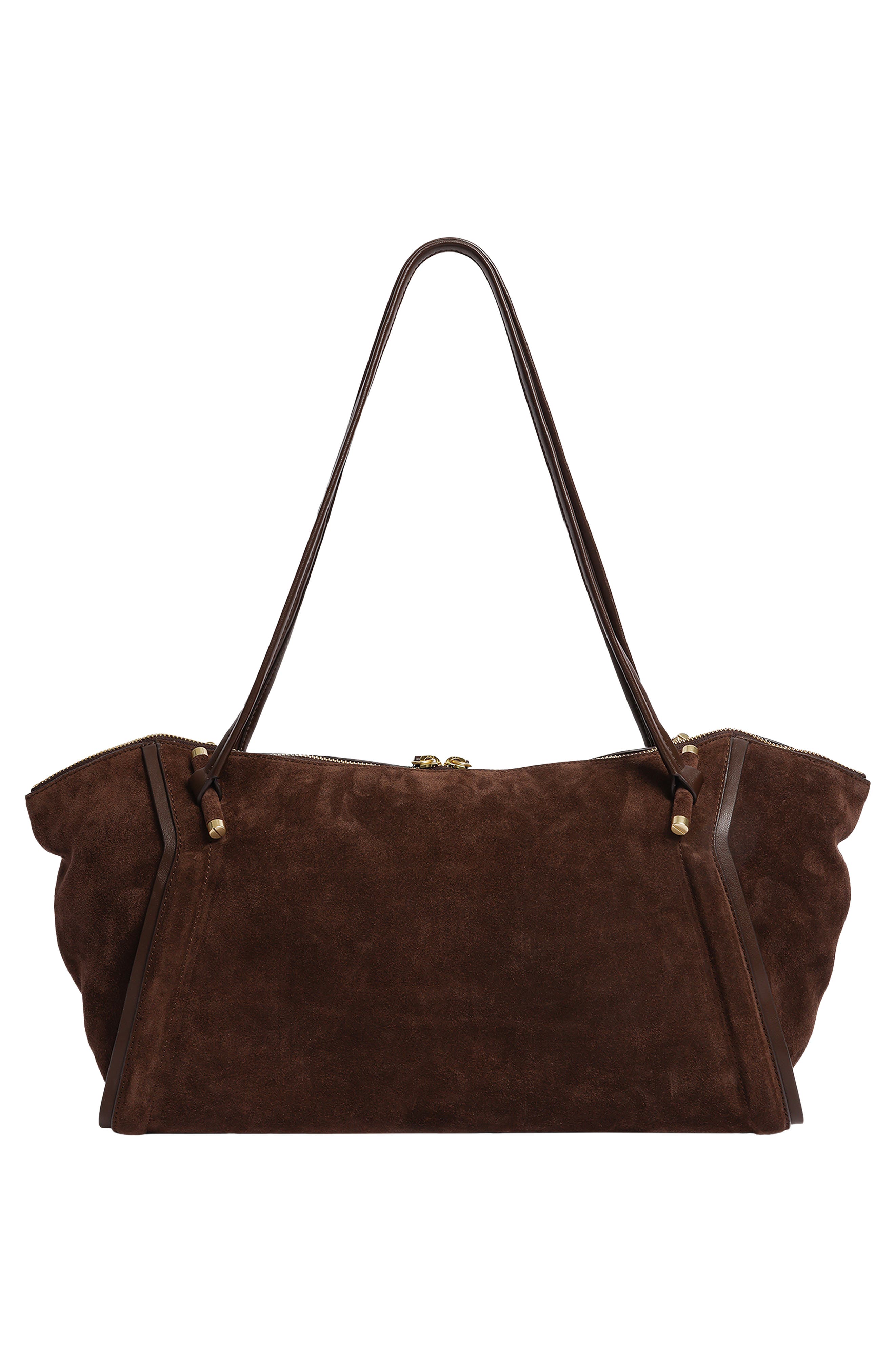 Highline East/West Top Zip Leather Tote, Alternate, color, CHOCOLATE