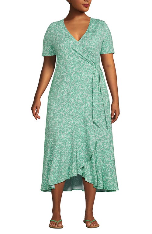 LANDS' END LANDS' END COTTON MODAL VNECK WRAP MINI DRESS 