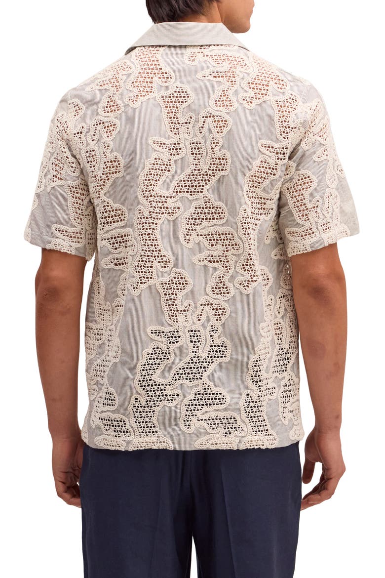 Julio Embroidered Inset Organic Cotton Button-Up Shirt, Alternate, color, DEEP TRUFFLE
