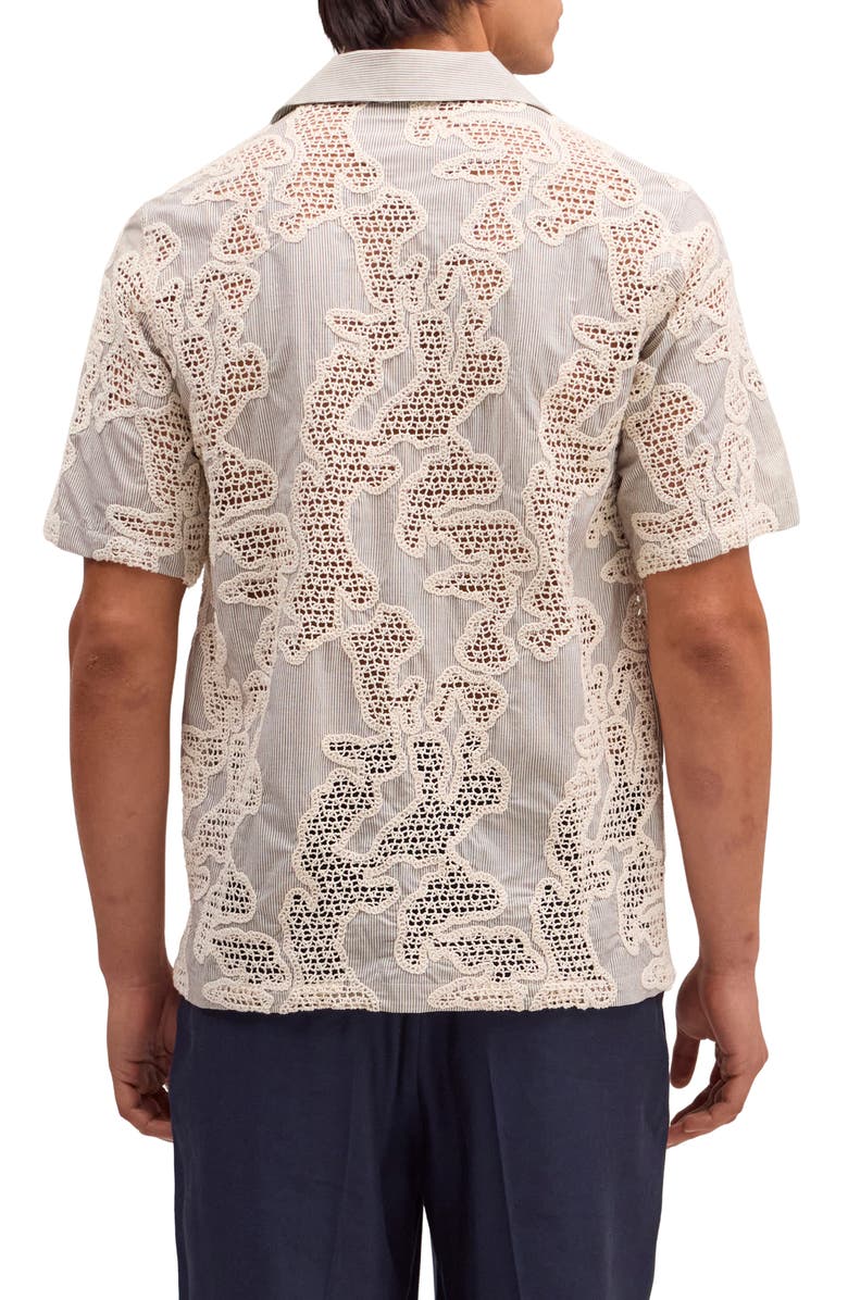 NN07 Julio Embroidered Inset Organic Cotton Button-Up Shirt, Alternate, color, Deep Truffle