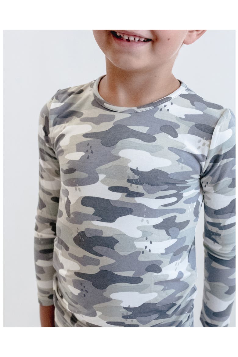 Kids' Grey Camo Fitted Two-Piece Pajamas, Alternate, color, GREY CAMO