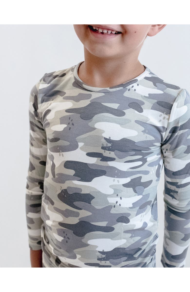 Bellabu Bear Kids' Grey Camo Fitted Two-Piece Pajamas, Alternate, color, 