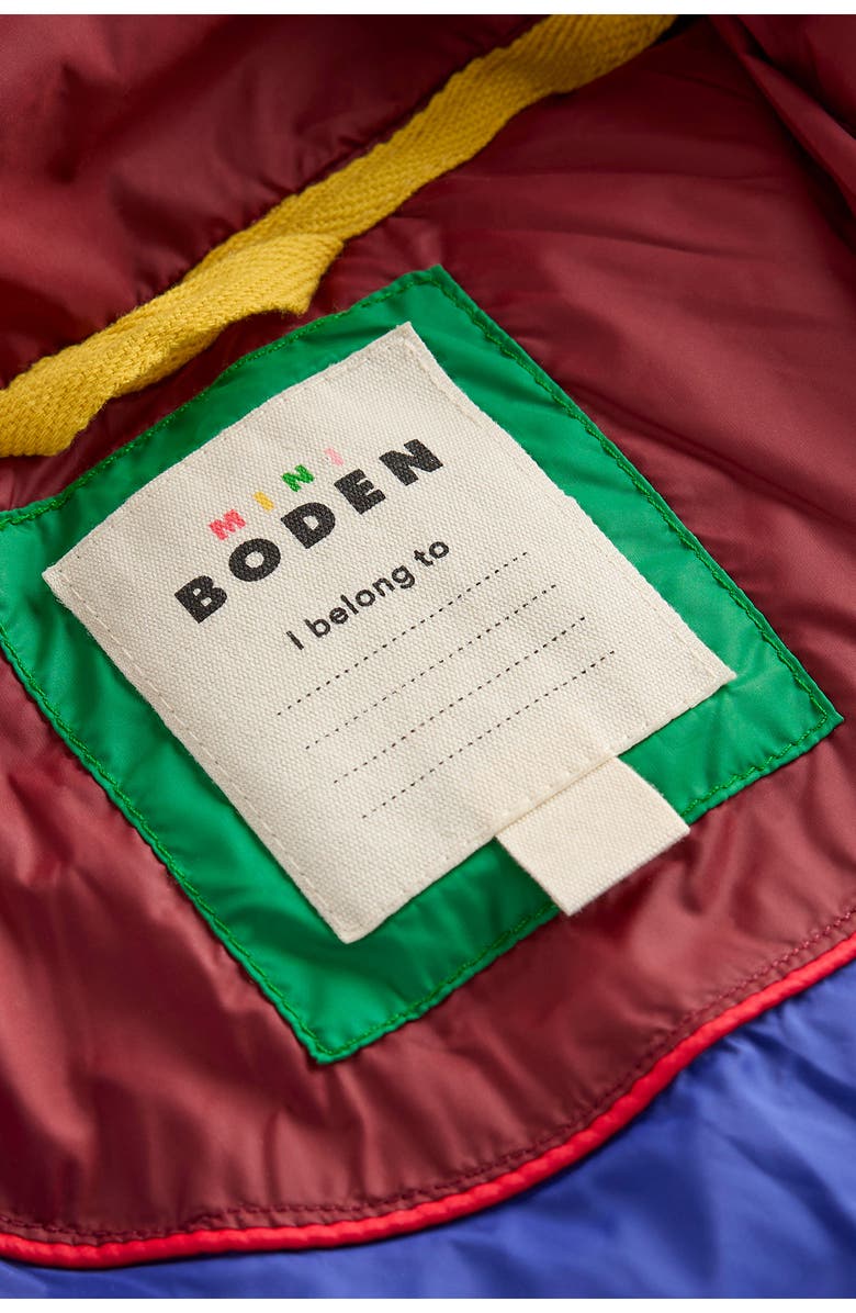 Mini Boden Kids' Fleece Trim Hooded Jacket, Alternate, color, Blue Multi