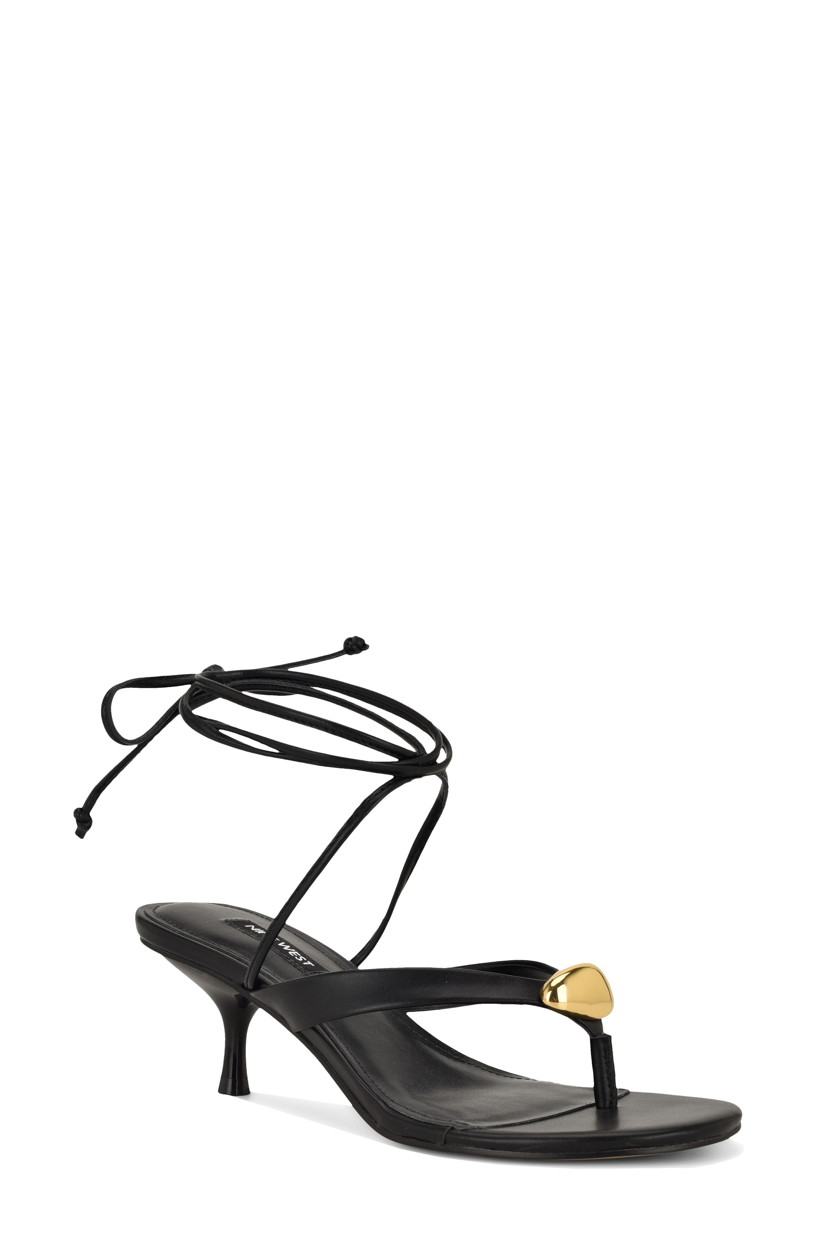 Nine West Batty Ankle Wrap Sandal, Main, color, Black