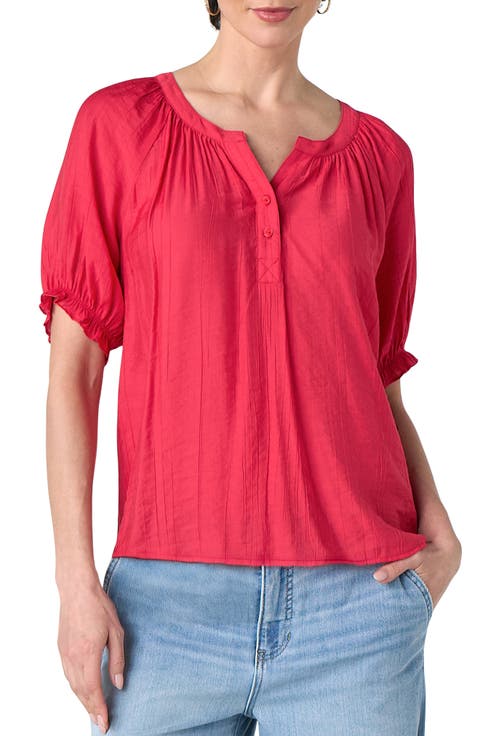 Liverpool Crinkled Puff Sleeve Top (Regular & Petite)
