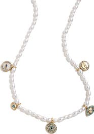 BaubleBar Evil Eye Faux Pearl Charm Necklace