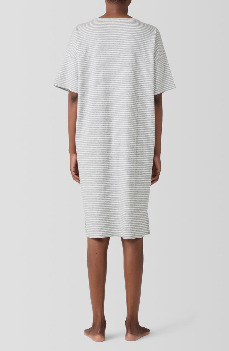 EILEEN FISHER SLEEP Stripe Jewel Neck Sleep Dress, Alternate, color, Dark Pearl