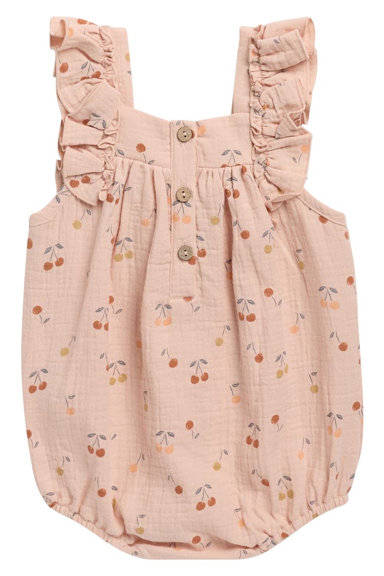 Maya Flutter Sleeve Organic Cotton Bubble Romper, Alternate, color, BLUSH
