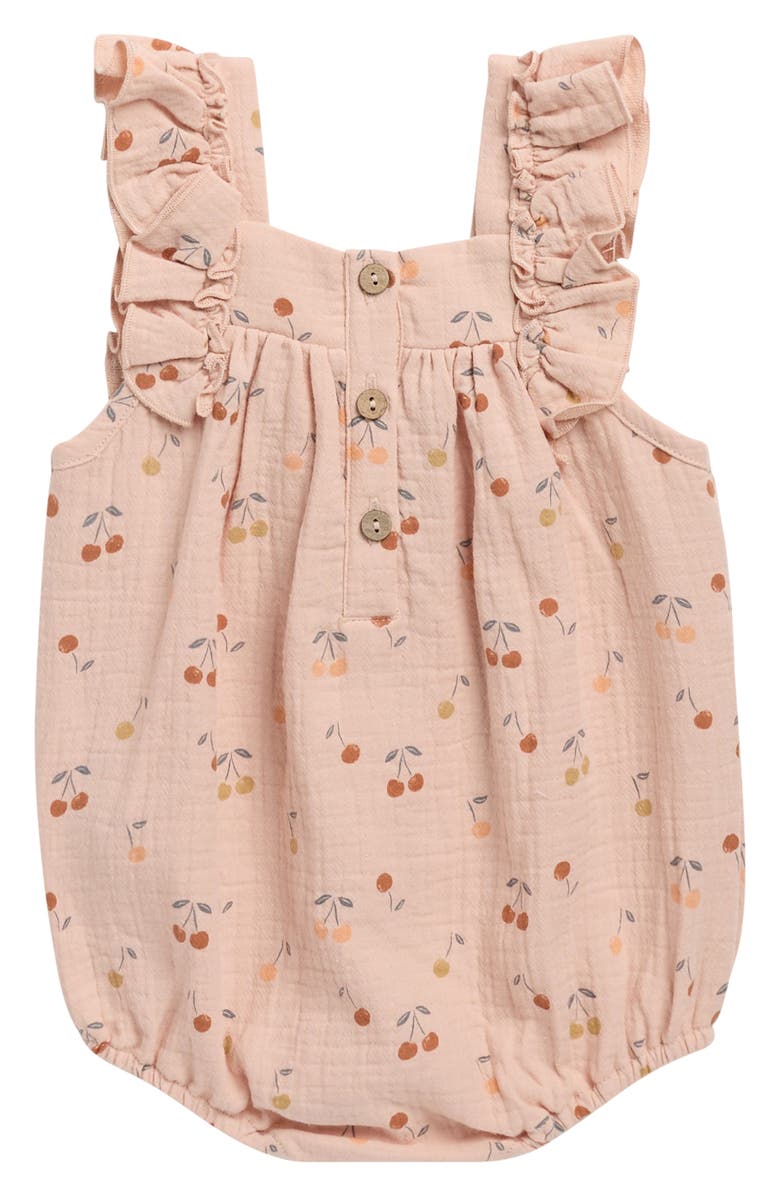 QUINCY MAE Maya Flutter Sleeve Stretch Organic Cotton Bubble Romper, Alternate, color, Blush