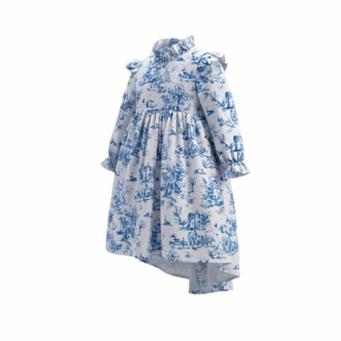 Aoki Blue Toile Long Sleeve Dress