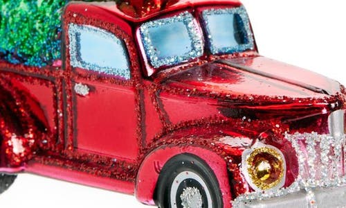 Old World Christmas Old Truck With Tree Glass Ornament In Red/green