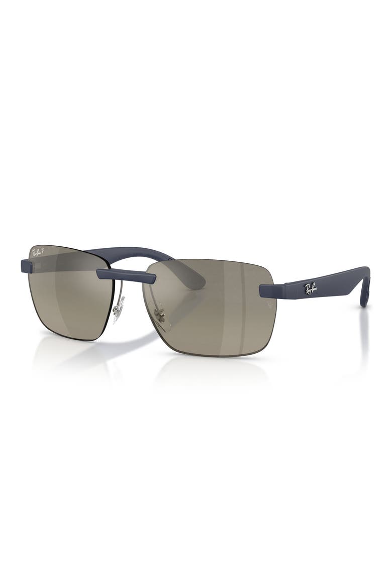62mm Polarized Irregular Sunglasses, Alternate, color, SAND DARK BLUE / GREY